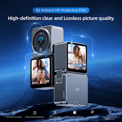 TELESIN Protector de Pantalla y Lentes para DJI Action 2 2 Lentes 4 Pantallas