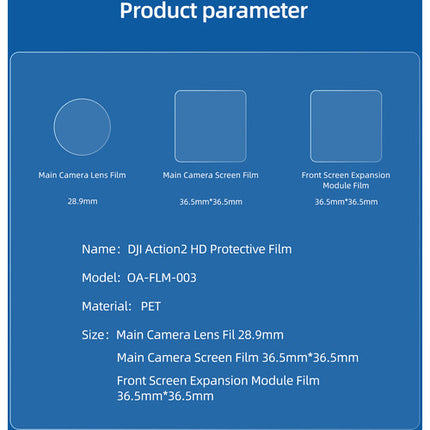 TELESIN Protector de Pantalla y Lentes para DJI Action 2 2 Lentes 4 Pantallas