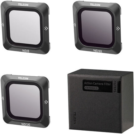 TELESIN Set de Filtros ND para DJI Action 2 ND8 ND16 ND32 con Montura Magnética