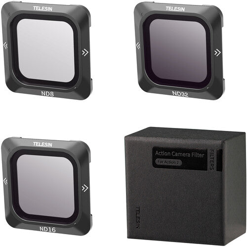 TELESIN Set de Filtros ND para DJI Action 2 ND8 ND16 ND32 con Montura Magnética