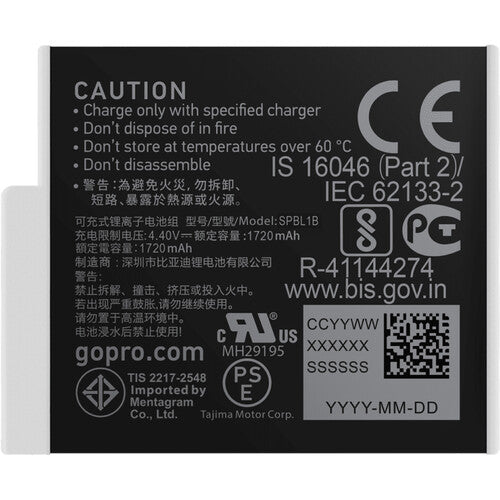 GoPro Enduro Batería Recargable de Litio 1720mAh para HERO12/11/10/9 Black