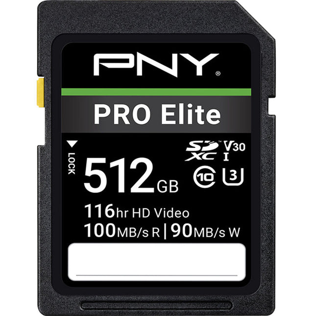 PNY 512GB PRO Elite Tarjeta de Memoria UHS-I SDXC 100MBs Lectura 90MBs Escritura