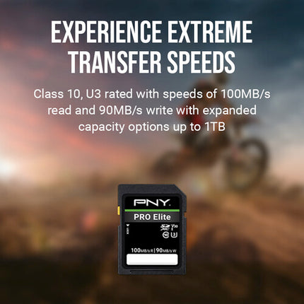 PNY 512GB PRO Elite Tarjeta de Memoria UHS-I SDXC 100MBs Lectura 90MBs Escritura