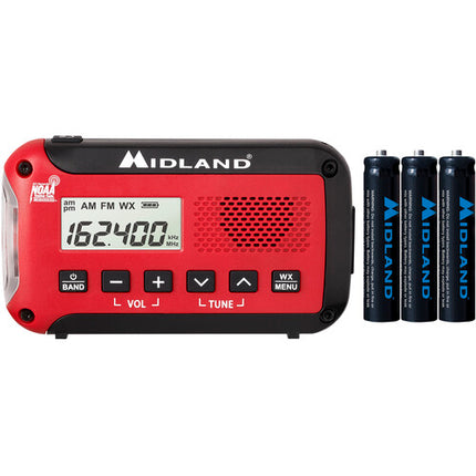 Midland ER10VP Radio Meteorológico de Emergencia Portátil con Linterna LED y Batería AA