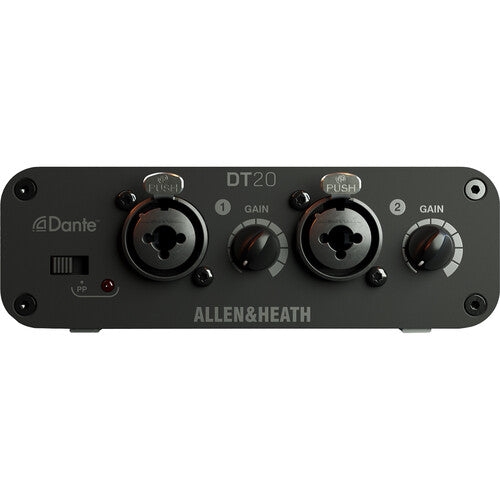 Allen & Heath DT20-X Interfaz de Entrada Dante 48 kHz Dos Entradas Combo XLR con Fuente de Poder