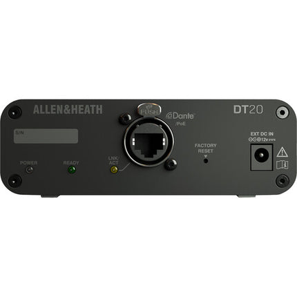 Allen & Heath DT20-X Interfaz de Entrada Dante 48 kHz Dos Entradas Combo XLR con Fuente de Poder