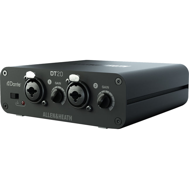 Allen & Heath DT20-X Interfaz de Entrada Dante 48 kHz Dos Entradas Combo XLR con Fuente de Poder