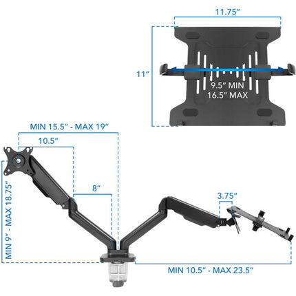 Mount-It! MI-6352LTMN Soporte de Escritorio para Monitor y Portátil hasta 27" 13.2 lb