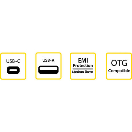 EZQuest Adaptador USB Tipo C Hembra a USB Tipo A Macho 2 Pack 480 Mb/s 15W Carga Rápida OTG