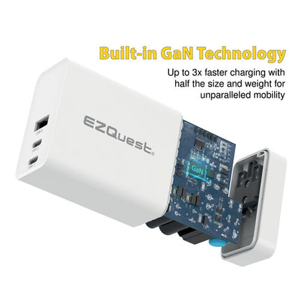 EZQuest UltimatePower Cargador de Pared 120W 3 Puertos GaN con Cable 6.6'