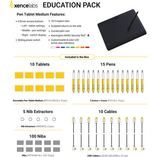 Xencelabs Tablet Gráfica Educación Mediana Area Activa 10.33x5.8" 8192 Niveles Presión
