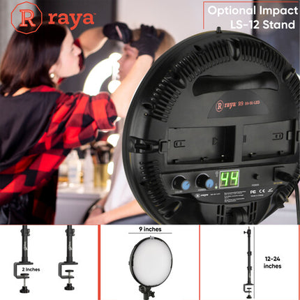 Raya Bi-Color 9" Panel LED Redondo Kit con Control Remoto 2.4 GHz y Soporte 3200-5600K CRI 96.8