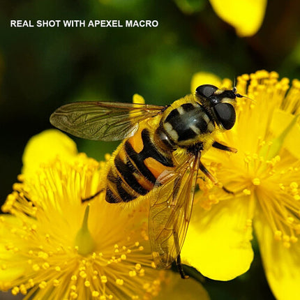 Apexel lente macro 100mm distancia mínima de enfoque menos de 1 pulgada