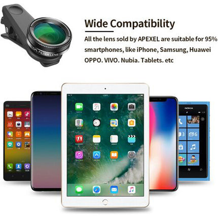 Apexel Kit de 6 Lentes para Smartphone con Lente Gran Angular 140° y Ojo de Pez 205°