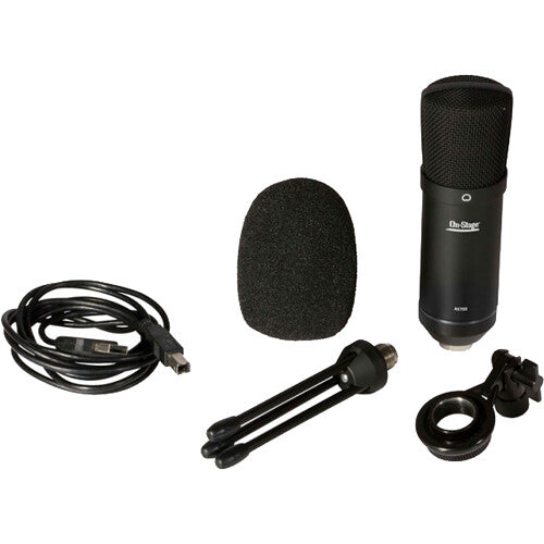 On-Stage ASB700 Bundle de Podcast Micrófono USB Cardioide 130 dB 30 Hz-18 kHz