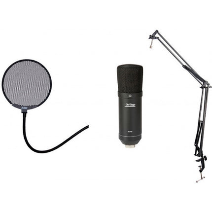 On-Stage ASB700 Bundle de Podcast Micrófono USB Cardioide 130 dB 30 Hz-18 kHz