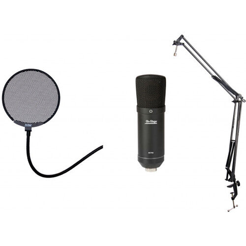On-Stage ASB700 Bundle de Podcast Micrófono USB Cardioide 130 dB 30 Hz-18 kHz
