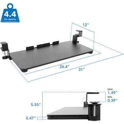 Mount-It! Bandeja Ajustable para Teclado y Ratón con Riel Antideslizante 22 cm de Profundidad