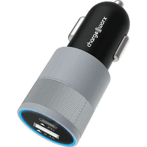 ChargeWorx Cargador de Coche Dual USB Type-C y Type-A 30W PD 18W 12W
