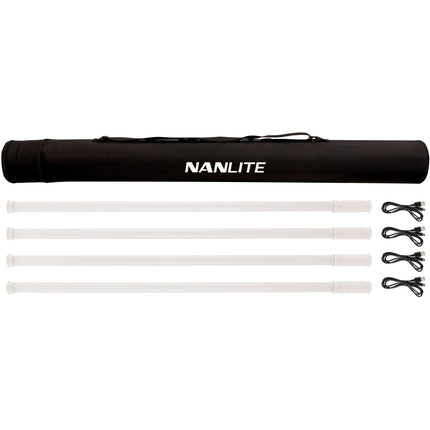Nanlite PavoTube T8-7X Tubo LED RGB 3 pies Kit 4 luces 117 Lux CRI 96 bolsa transporte