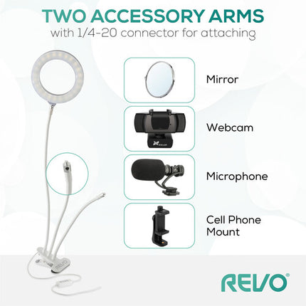 Revo VL-6 Kit luz anillo LED bicolor 6 pulgadas 48 LEDs brazo doble