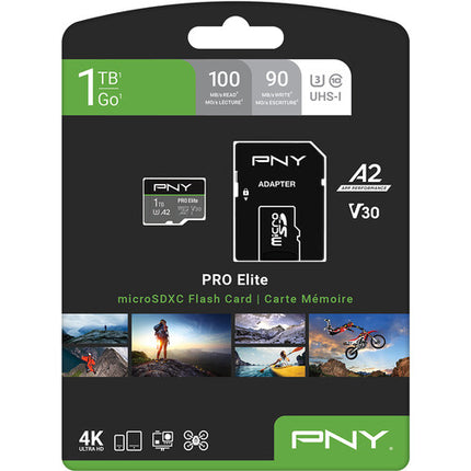 PNY 1TB PRO Elite Tarjeta microSDXC UHS-I 100MB/s con Adaptador SD