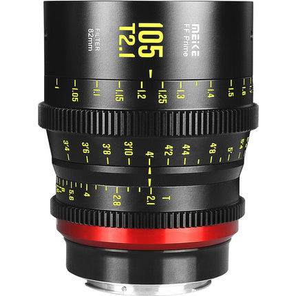 Meike FF-Prime Cine 105mm T2.1 Lente Full Frame Montura PL Foco en pies y metros