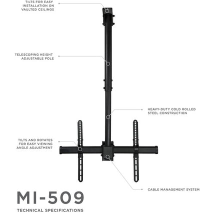 Mount-It MI-509B Soporte de Techo para TV 32 a 70" 110 lb Capacidad 360° Giro