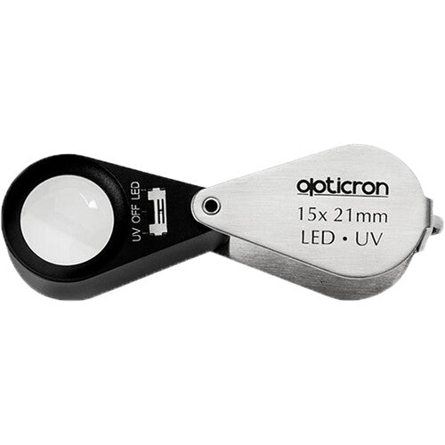 Opticron Lupa Plegable Metal 15x con LED UV 0.8" Funda PU