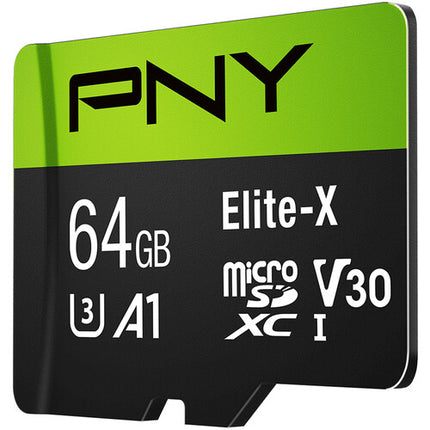 PNY 64GB Elite-X microSDXC UHS-I Tarjeta de Memoria V30 Clase 10 A1