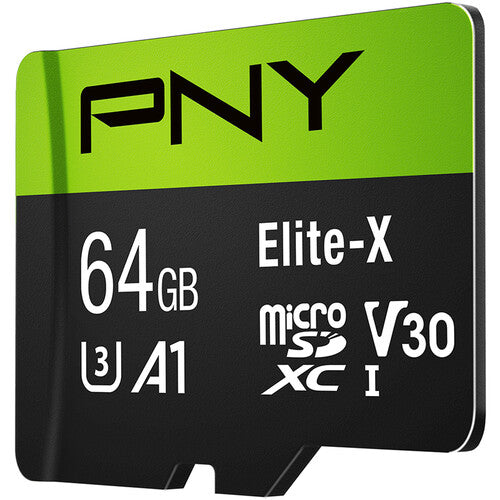 PNY 64GB Elite-X microSDXC UHS-I Tarjeta de Memoria V30 Clase 10 A1