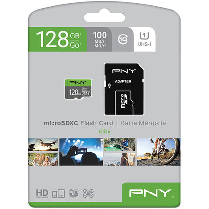 PNY 128GB Elite microSDXC UHS-I Clase 10 85MB/s con Adaptador SD