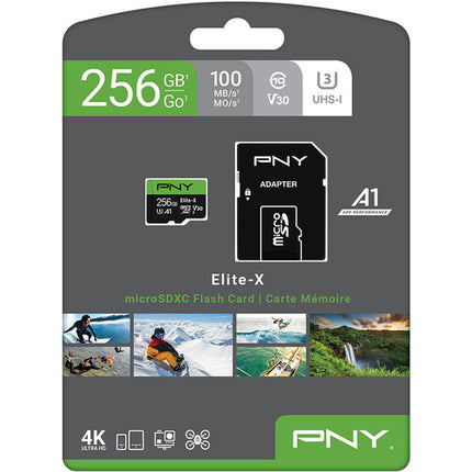 PNY 256GB Elite-X microSDXC UHS-I Tarjeta de Memoria 100MB/s V30