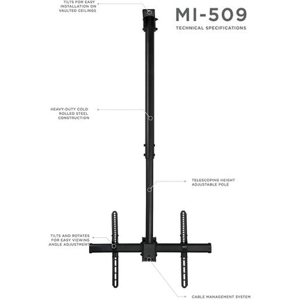 Mount-It! MI-509L Soporte de Techo para Pantallas de 32 a 70" 110 lb Capacidad VESA 200x200 a 600x400mm