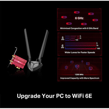 TP-Link Archer TXE75E AXE5400 Adaptador PCIe Wi-Fi 6E Tri-Banda Bluetooth 5.3
