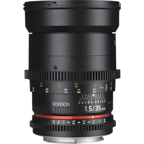 Rokinon 35mm T1.5 Lente Cine para Montura Canon EF con Filtro 77mm