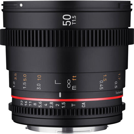 Rokinon 50mm T1.5 DSX Lente de Cine Full-Frame con Montura EF y Parasol Petaloide