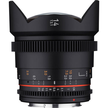Rokinon 14mm T3.1 Lente Cine Ultra Gran Angular EF Montura Resistente al Clima