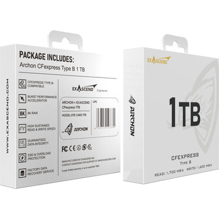 Exascend 1TB Archon CFexpress Tipo B Tarjeta de Memoria 1700MBs Lectura 1600MBs Escritura 5 Años Garantía