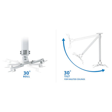 Mount-It! Soporte de techo universal para proyector blanco altura ajustable 21 a 34.5 pulgadas capacidad 29.7 lb