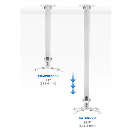 Mount-It! Soporte de techo universal para proyector blanco altura ajustable 21 a 34.5 pulgadas capacidad 29.7 lb