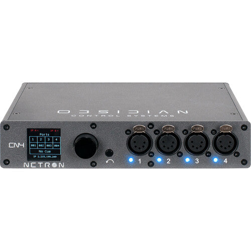 Obsidian Netron EN4 Puerta de enlace Ethernet a DMX 4 Puertos OLED 1.8" Display POE