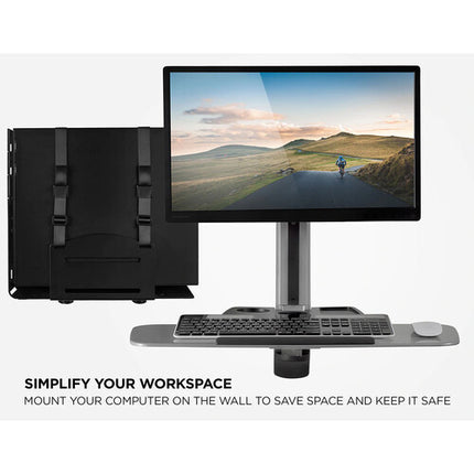 Mount-It! Soporte de pared para computadora capacidad 22 lb ancho ajustable 8.25 pulgadas con correas