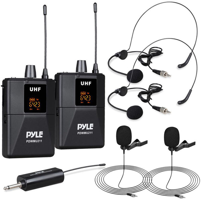 Pyle Pro PDWMU211 Sistema de Micrófono Inalámbrico UHF 2 Canales Alcance 49 m y USB