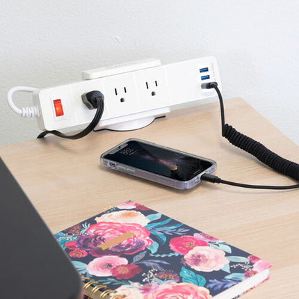 Mount-It! Soporte de Escritorio Blanco con 3 Enchufes y 3 USB 0.4 a 2 Pulgadas