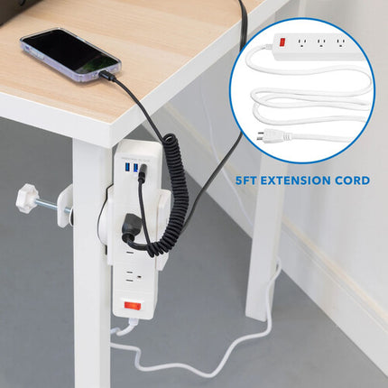 Mount-It! Soporte de Escritorio Blanco con 3 Enchufes y 3 USB 0.4 a 2 Pulgadas