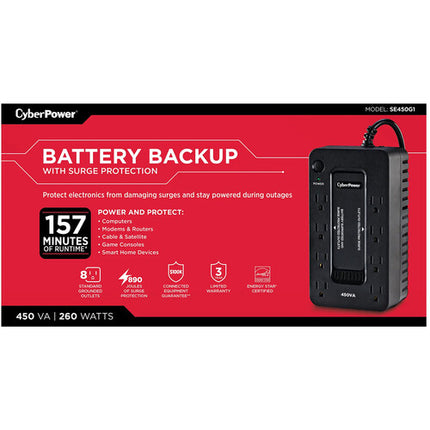 CyberPower 8 Tomas UPS 450VA 260W 890 Julios Protección Antisobretensión