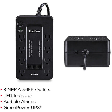 CyberPower 8 Tomas UPS 450VA 260W 890 Julios Protección Antisobretensión