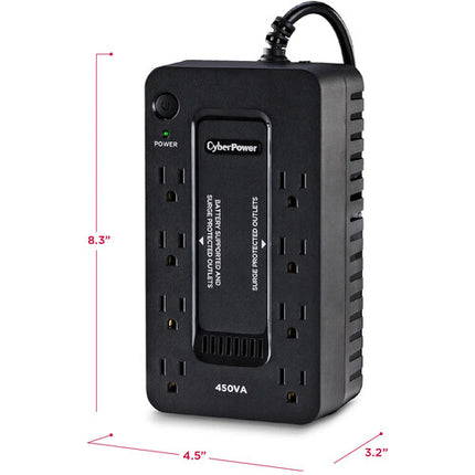 CyberPower 8 Tomas UPS 450VA 260W 890 Julios Protección Antisobretensión