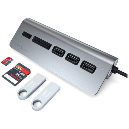 Satechi USB Type-C Combo Hub espacio gris múltiple USB 3.2 y ranuras SD microSD